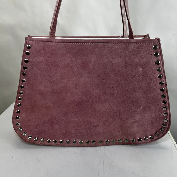 Western Studded Pink Suede Genuine Leather Shoulder Bag - Picture 3 of 13